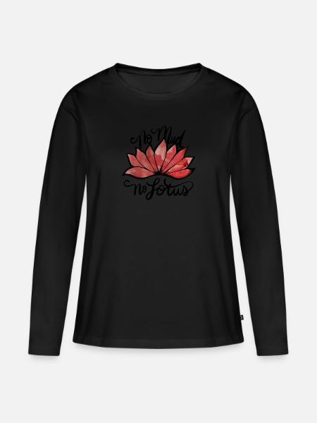 Kein Schlamm, kein Lotus - Frauen Premium Bio Langarmshirt - Schwarz