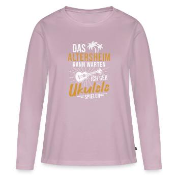 Hawaii Ukulele Rentner Altersheim Opa Uke - Frauen Premium Bio Langarmshirt - Altrosa - Vorne - Julia (174cm)