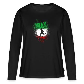 iran, fußball,fußballspieler,free iran,flagge - Frauen Premium Bio Langarmshirt - Schwarz - Vorne - Julia (174cm)