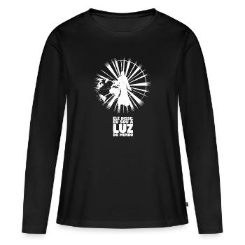 Lumière du monde - Portugais - T-shirt manches longues Premium bio Femme - noir - Devant - Julia (174cm)
