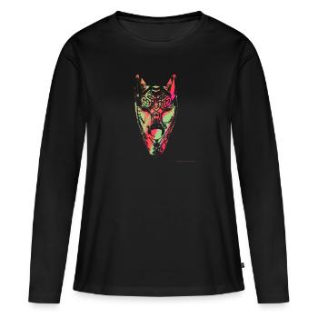 Loup, Vikings, Teutons, Asgard, Midgard, Valhalla - T-shirt manches longues Premium bio Femme - noir - Devant - Julia (174cm)