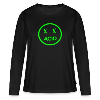 face acide - T-shirt manches longues Premium bio Femme - noir - Devant - Julia (174cm)