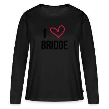 I Love Bridge - T-shirt manches longues Premium bio Femme - noir - Devant - Julia (174cm)