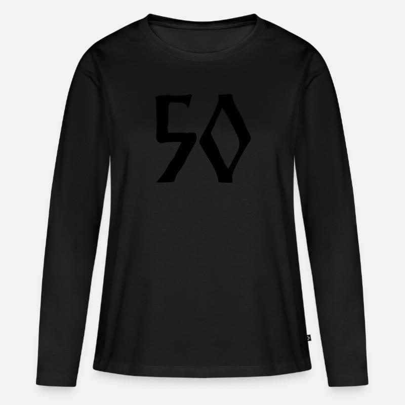 50 - Frauen Premium Bio Langarmshirt - Schwarz