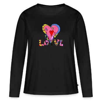 Herzen - Frauen Premium Bio Langarmshirt - Schwarz - Vorne - Julia (174cm)