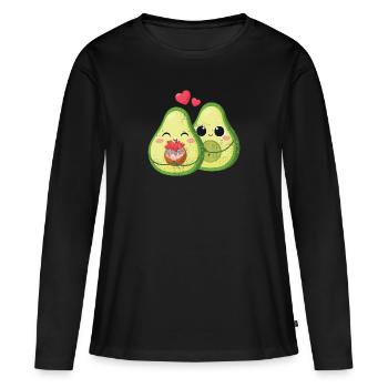 Avocado Trend 2021 - Love Love Couple - T-shirt manches longues Premium bio Femme - noir - Devant - Julia (174cm)