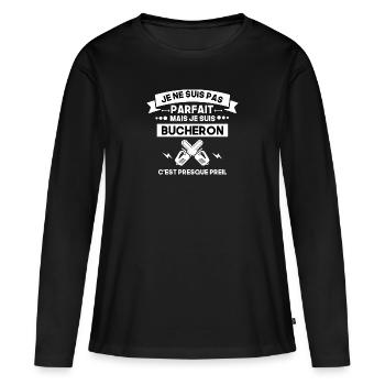 pas parfait mais bucheron , bûcheron - T-shirt manches longues Premium bio Femme - noir - Devant - Julia (174cm)