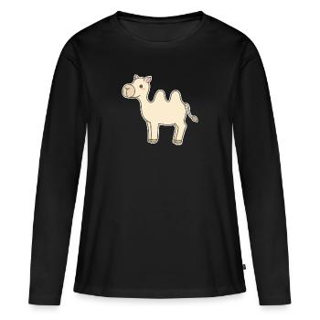 Kamel - Frauen Premium Bio Langarmshirt - Schwarz - Vorne - Julia (174cm)