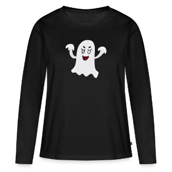 Fantôme - T-shirt manches longues Premium bio Femme - noir - Devant - Julia (174cm)
