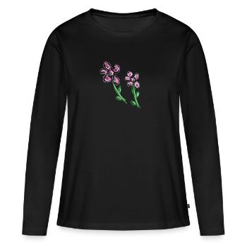 fleurs fleur - T-shirt manches longues Premium bio Femme - noir - Devant - Julia (174cm)