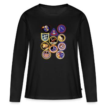 NASA Apollo Mission Abzeichen - Frauen Premium Bio Langarmshirt - Schwarz - Vorne - Julia (174cm)