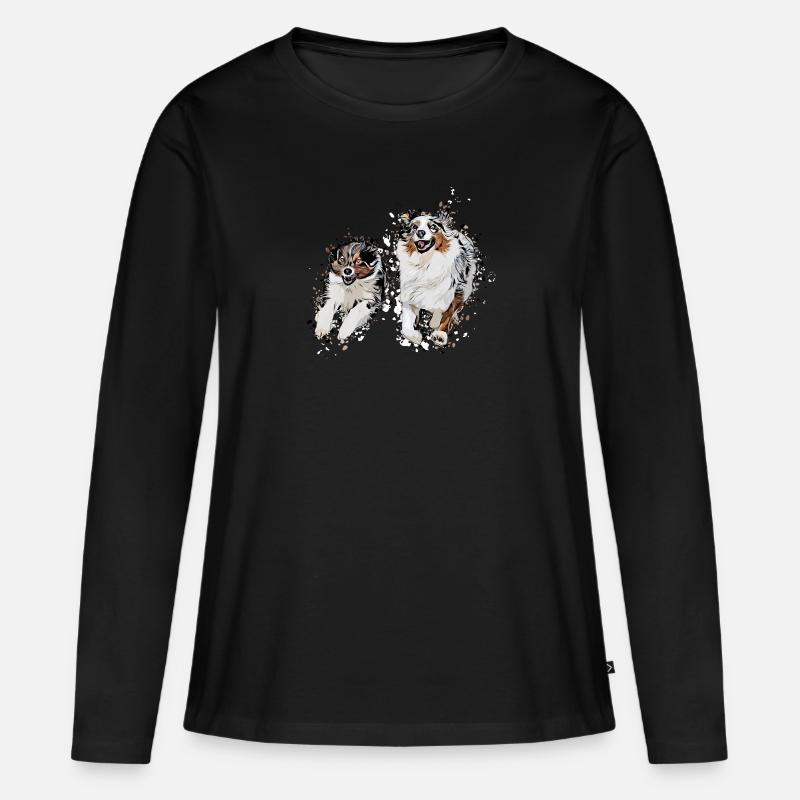 Aussie Comic - Frauen Premium Bio Langarmshirt - Schwarz