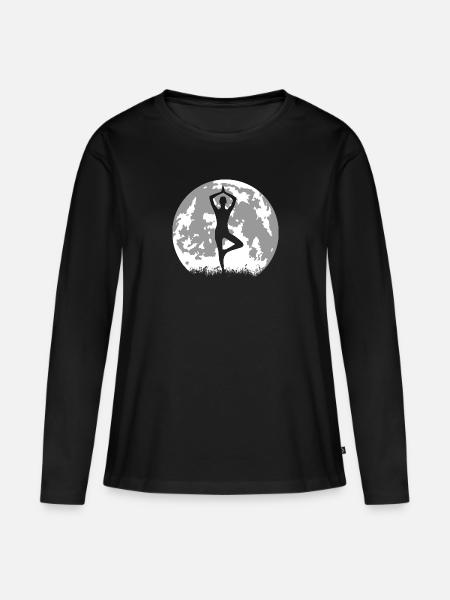 Yoga vor dem Mond 01 - Meditation - Frauen Premium Bio Langarmshirt - Schwarz