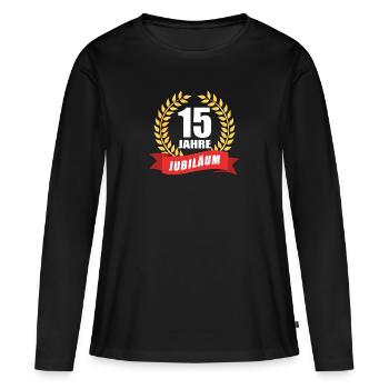 15 Jahre Jubiläum Dienstjubiläum Firma - Frauen Premium Bio Langarmshirt - Schwarz - Vorne - Julia (174cm)