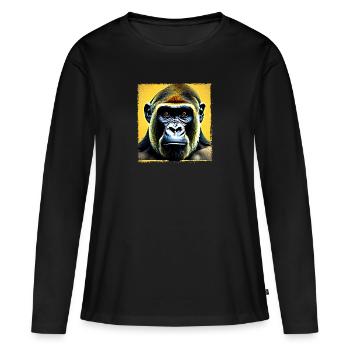 Gorille jaune de la forêt tropicale humide - T-shirt manches longues Premium bio Femme - noir - Devant - Julia (174cm)