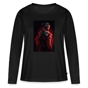 Neon Cyber Warrior #9 - Frauen Premium Bio Langarmshirt - Schwarz - Vorne - Julia (174cm)