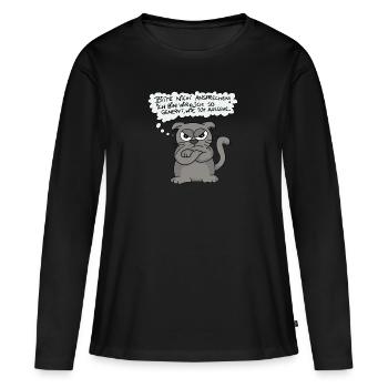 Genervte Katze - Nicht ansprechen! - Frauen Premium Bio Langarmshirt - Schwarz - Vorne - Julia (174cm)