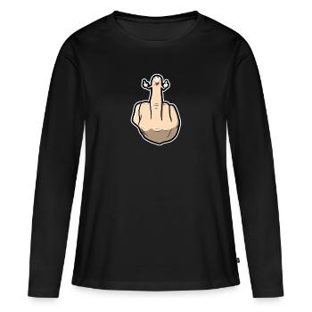 Middle finger shows its middle fingers - Women's Premium Organic Long Sleeve Shirt - black - Front - Julia (174cm)