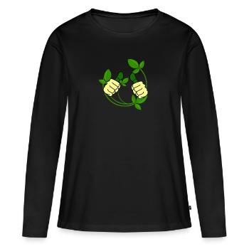 Pouce vert, jardin - T-shirt manches longues Premium bio Femme - noir - Devant - Julia (174cm)