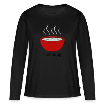 Soupe chaude - T-shirt manches longues Premium bio Femme - noir - Devant - Julia (174cm)