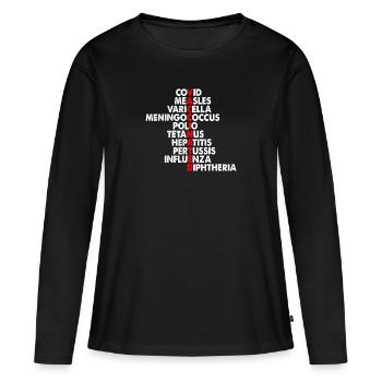 mots vaccinaux - T-shirt manches longues Premium bio Femme - noir - Devant - Julia (174cm)