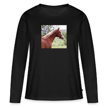 Cheval. Cheval. - T-shirt manches longues Premium bio Femme - noir - Devant - Julia (174cm)