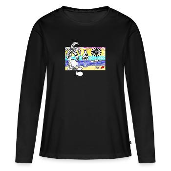 Il peut attendre sunset Doodle - T-shirt manches longues Premium bio Femme - noir - Devant - Julia (174cm)