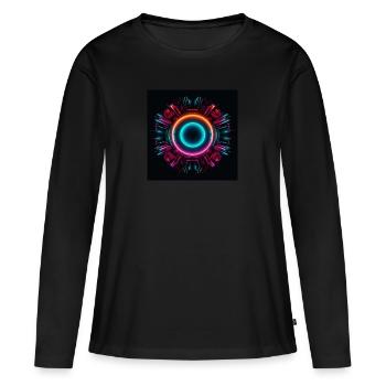 Graphique Neon Circle - T-shirt manches longues Premium bio Femme - noir - Devant - Julia (174cm)