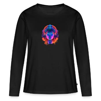 Divinité néon - T-shirt manches longues Premium bio Femme - noir - Devant - Julia (174cm)