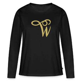 Alphabet W - gold, letter, alphabet, monogram - Women's Premium Organic Long Sleeve Shirt - black - Front - Julia (174cm)