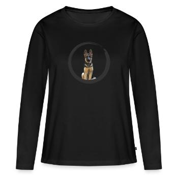 German shepherd - Frauen Premium Bio Langarmshirt - Schwarz - Vorne - Julia (174cm)