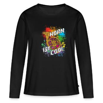 Horn ist Cool - Frauen Premium Bio Langarmshirt - Schwarz - Vorne - Julia (174cm)