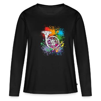 Horn - French Horn - Jagdhorn - Frauen Premium Bio Langarmshirt - Schwarz - Vorne - Julia (174cm)