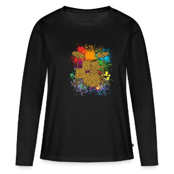 Drums - Drummer - Frauen Premium Bio Langarmshirt - Schwarz - Vorne - Julia (174cm)