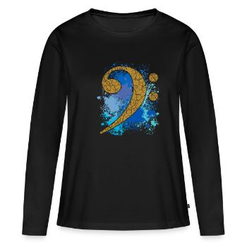 Basse - Bass Key - bleu - T-shirt manches longues Premium bio Femme - noir - Devant - Julia (174cm)