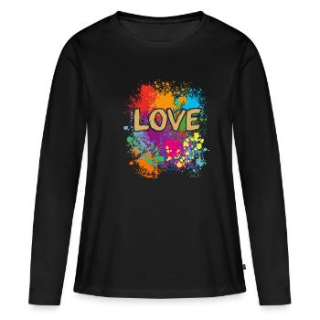 Amour, amour - T-shirt manches longues Premium bio Femme - noir - Devant - Julia (174cm)