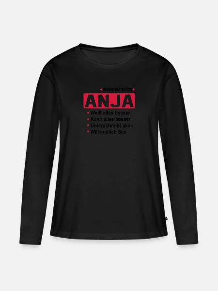 anja Geschenk Geschenkidee Name - Frauen Premium Bio Langarmshirt - Schwarz