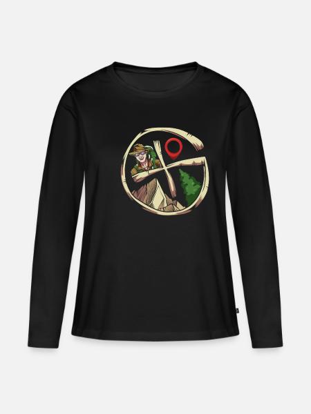 Geocaching - Frauen Premium Bio Langarmshirt - Schwarz