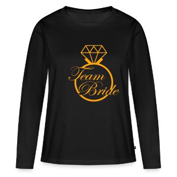 Équipe mariée - T-shirt manches longues Premium bio Femme - noir - Devant - Julia (174cm)
