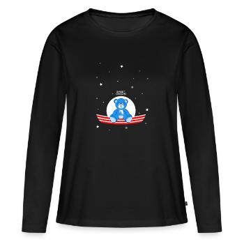 Ours en peluche endormi - T-shirt manches longues Premium bio Femme - noir - Devant - Julia (174cm)