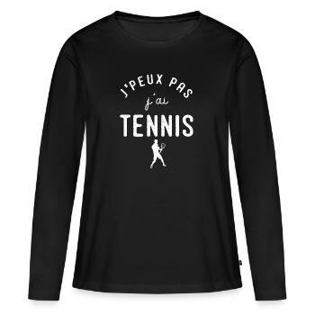 J'peux pas j'ai tennis cadeau humour sport tennis - T-shirt manches longues Premium bio Femme - noir - Devant - Julia (174cm)