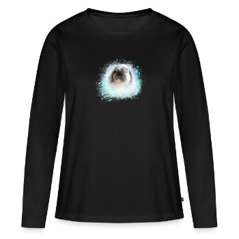 oreille floppy, lapin, graffiti, rose, lapin - T-shirt manches longues Premium bio Femme - noir - Devant - Julia (174cm)