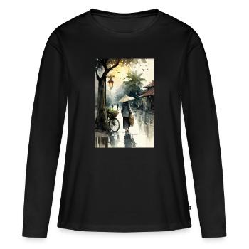 Vietnam - T-shirt manches longues Premium bio Femme - noir - Devant - Julia (174cm)