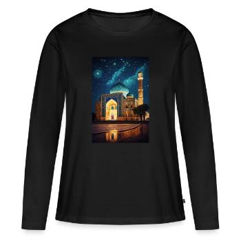 Usbekistan Moschee - Frauen Premium Bio Langarmshirt - Schwarz - Vorne - Julia (174cm)
