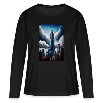 Chicago Willis Tower - Frauen Premium Bio Langarmshirt - Schwarz - Vorne - Julia (174cm)