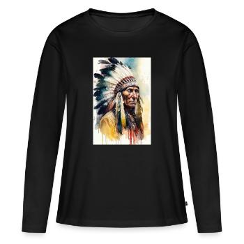 Indien - T-shirt manches longues Premium bio Femme - noir - Devant - Julia (174cm)