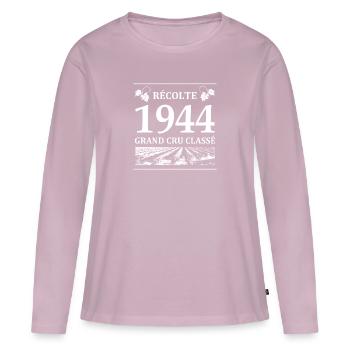 Récolte 1944 - T-shirt manches longues Premium bio Femme - rose poudré - Devant - Julia (174cm)