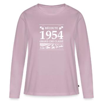 Récolte 1954 - T-shirt manches longues Premium bio Femme - rose poudré - Devant - Julia (174cm)