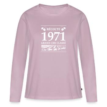 Récolte 1971 - T-shirt manches longues Premium bio Femme - rose poudré - Devant - Julia (174cm)