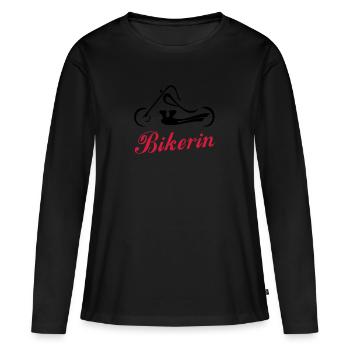 Bikerin - Frauen Premium Bio Langarmshirt - Schwarz - Vorne - Julia (174cm)